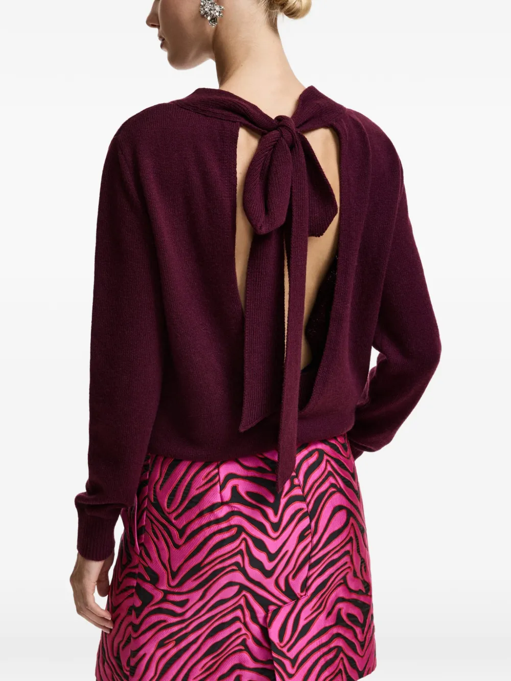 Essentiel Antwerp Kiarra trui met ronde hals en strikdetail Rood
