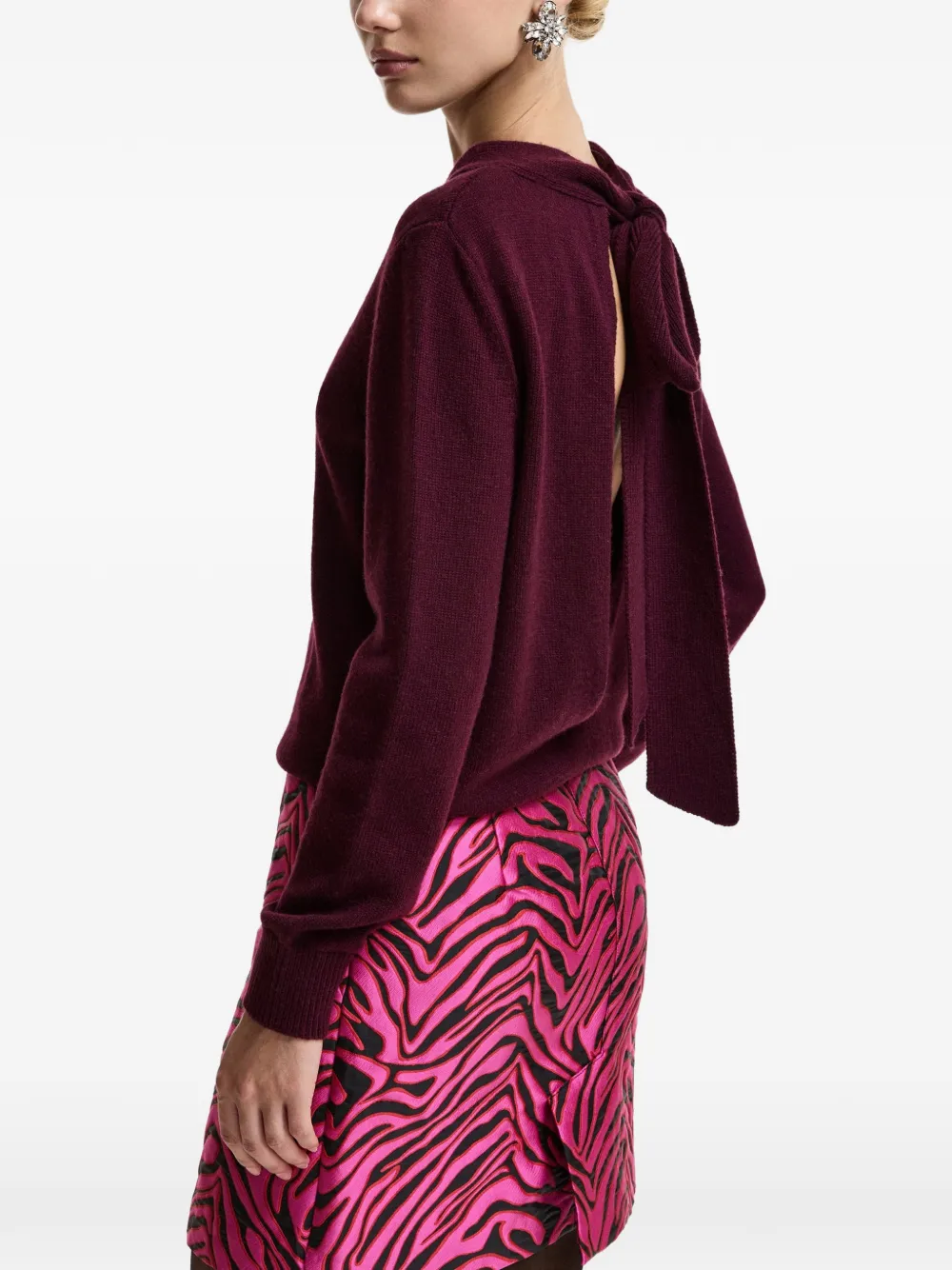 Essentiel Antwerp Kiarra trui met ronde hals en strikdetail Rood
