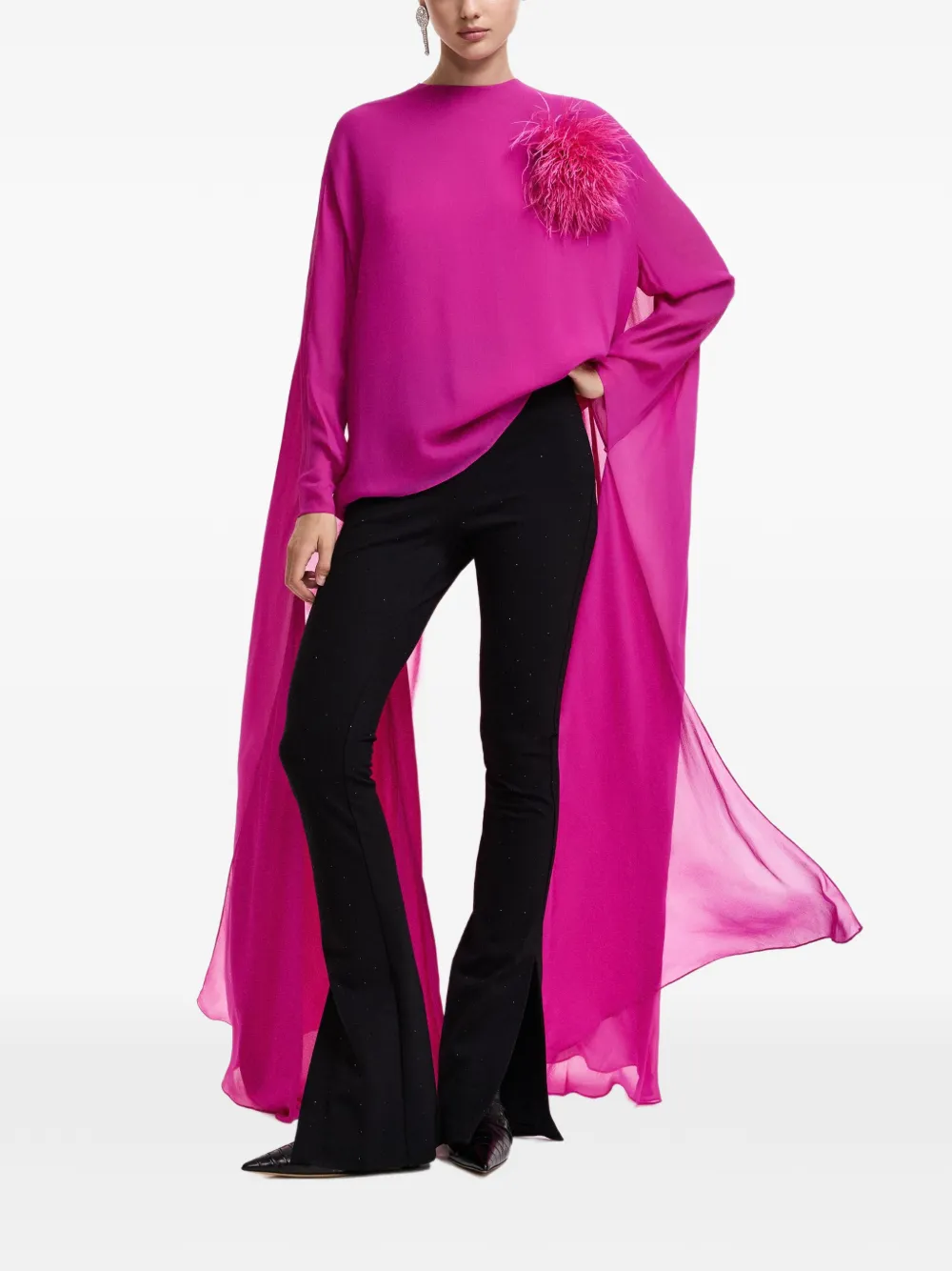Essentiel Antwerp Kiyoki cape-overlay long-sleeved blouse Roze