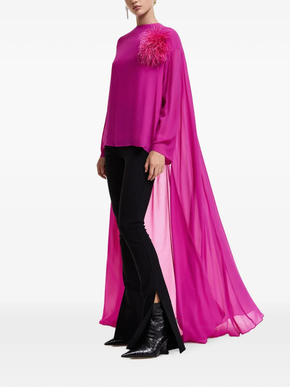 Essentiel Antwerp Kiyoki cape-overlay long-sleeved blouse Roze