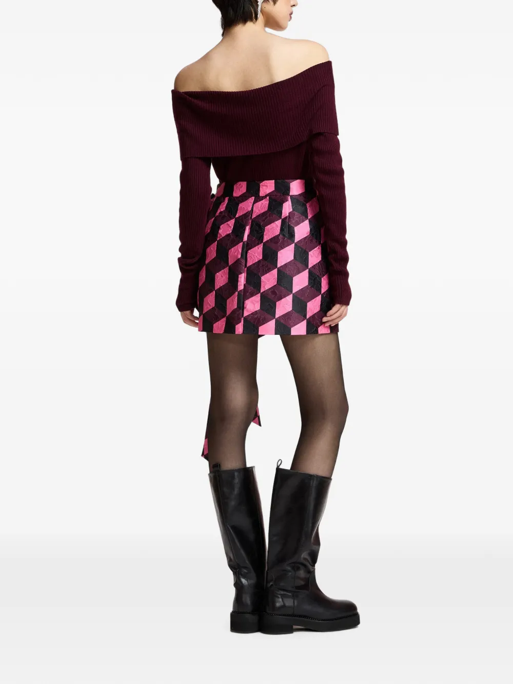 Essentiel Antwerp Killy off-shoulder ribbed-knit sweater Rood