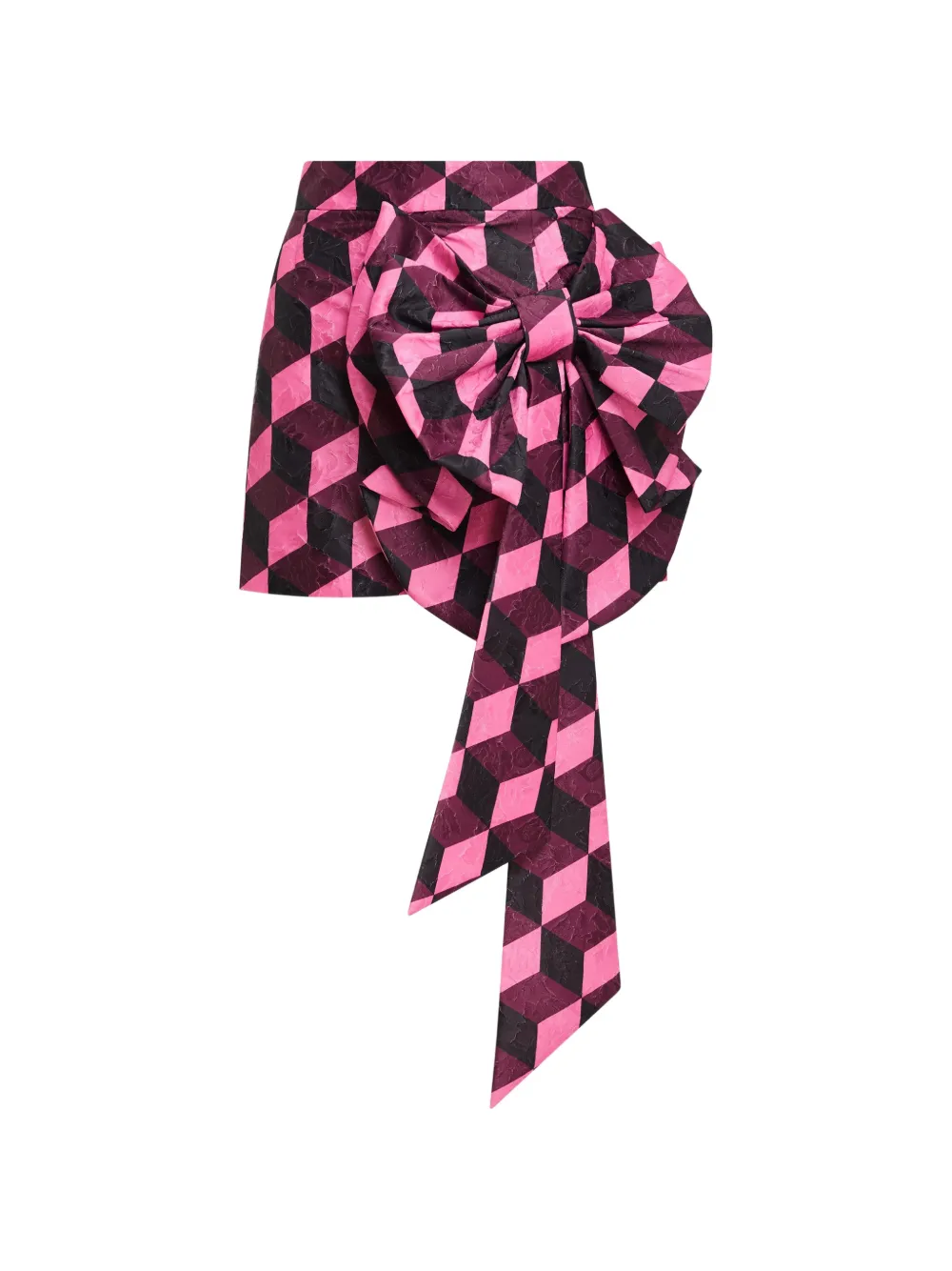 Essentiel Antwerp Kar draped bow-detail geometric-print mini skirt - Rosso