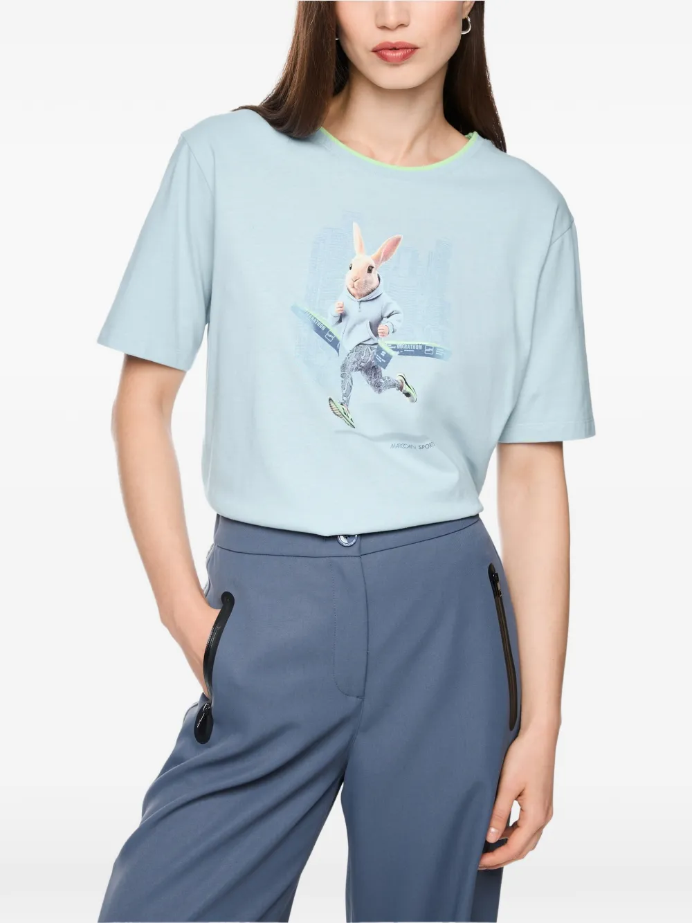 MARCCAIN graphic-print T-shirt Blauw