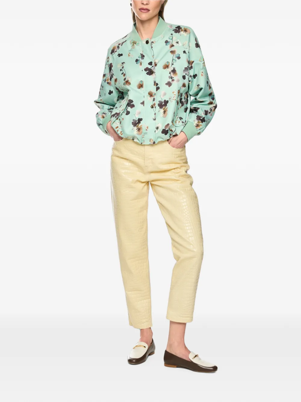 MARCCAIN Bomberjack met bloemenprint Groen