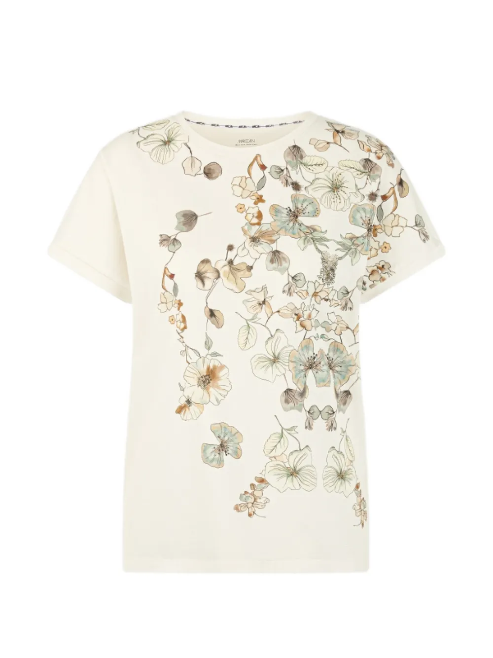 Marccain Floral-print T-shirt In Neutrals