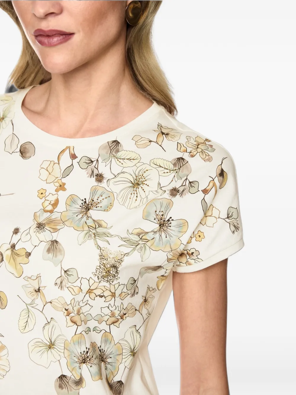 MARCCAIN floral-print T-shirt Beige
