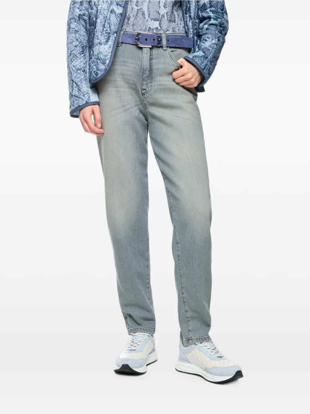 MARCCAIN Jeans met logopatch en riemlus Blauw