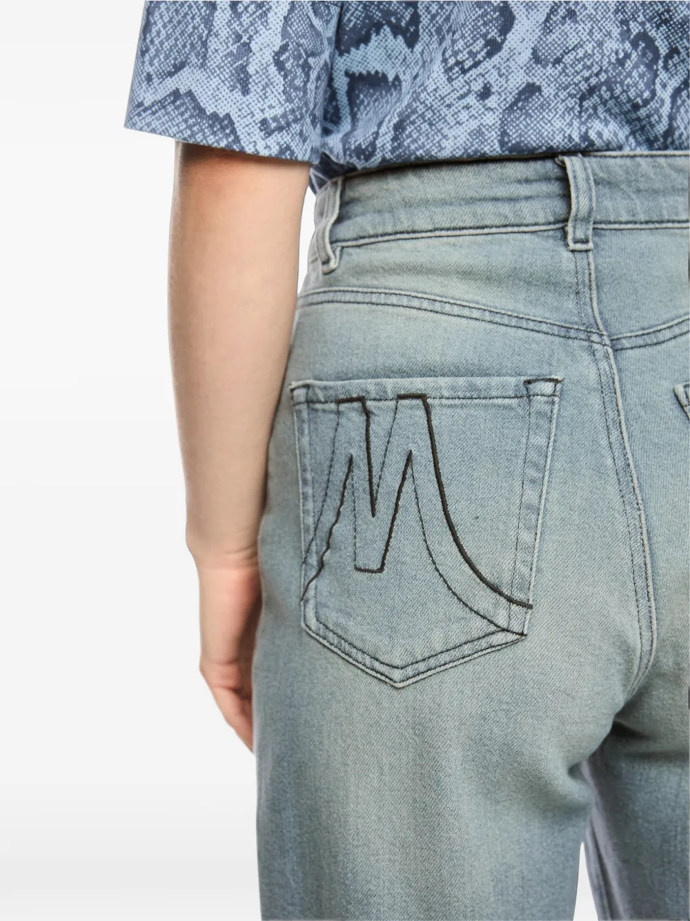 MARCCAIN Jeans met logopatch en riemlus Blauw
