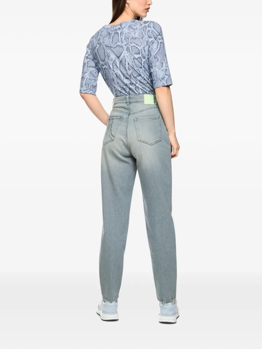 MARCCAIN Jeans met logopatch en riemlus Blauw