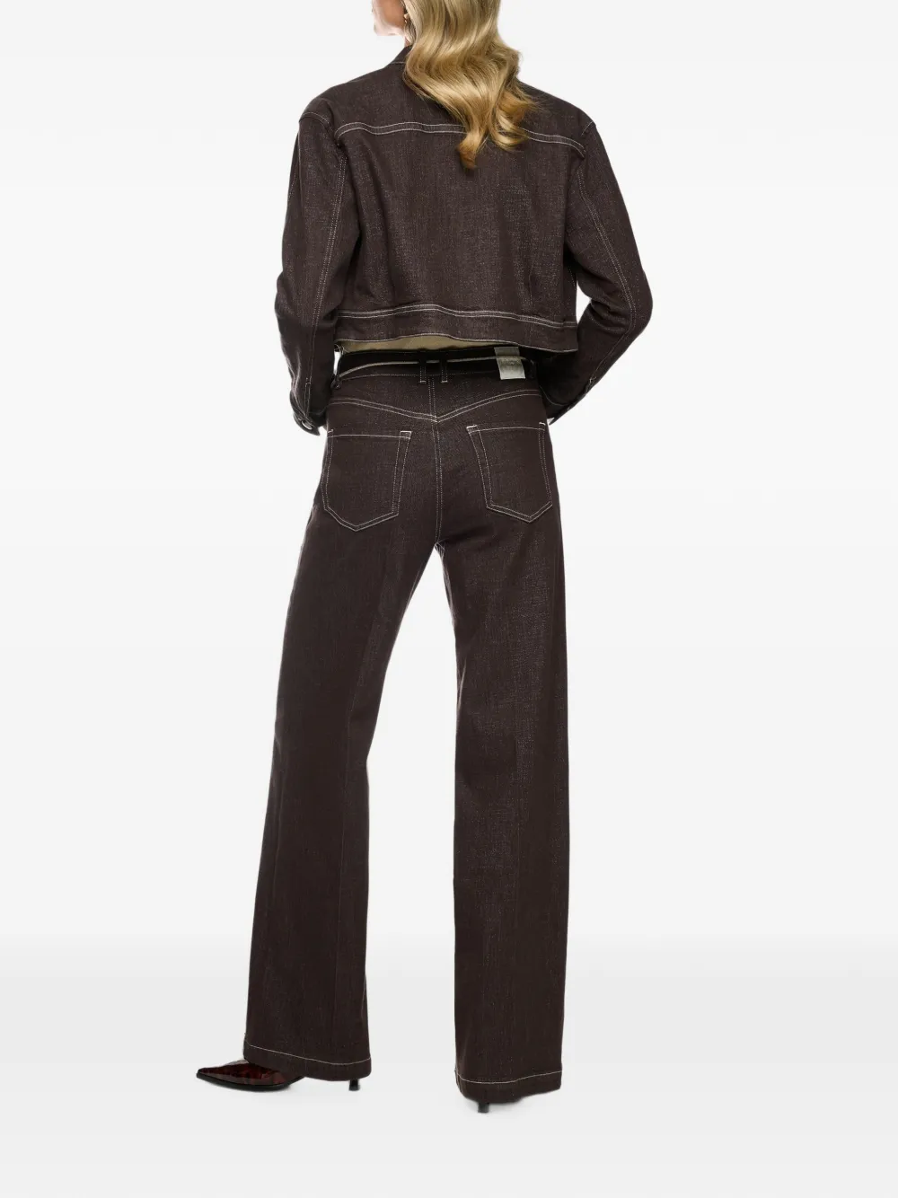 MARCCAIN Jeans met wijde pijpen en trekkoord Bruin
