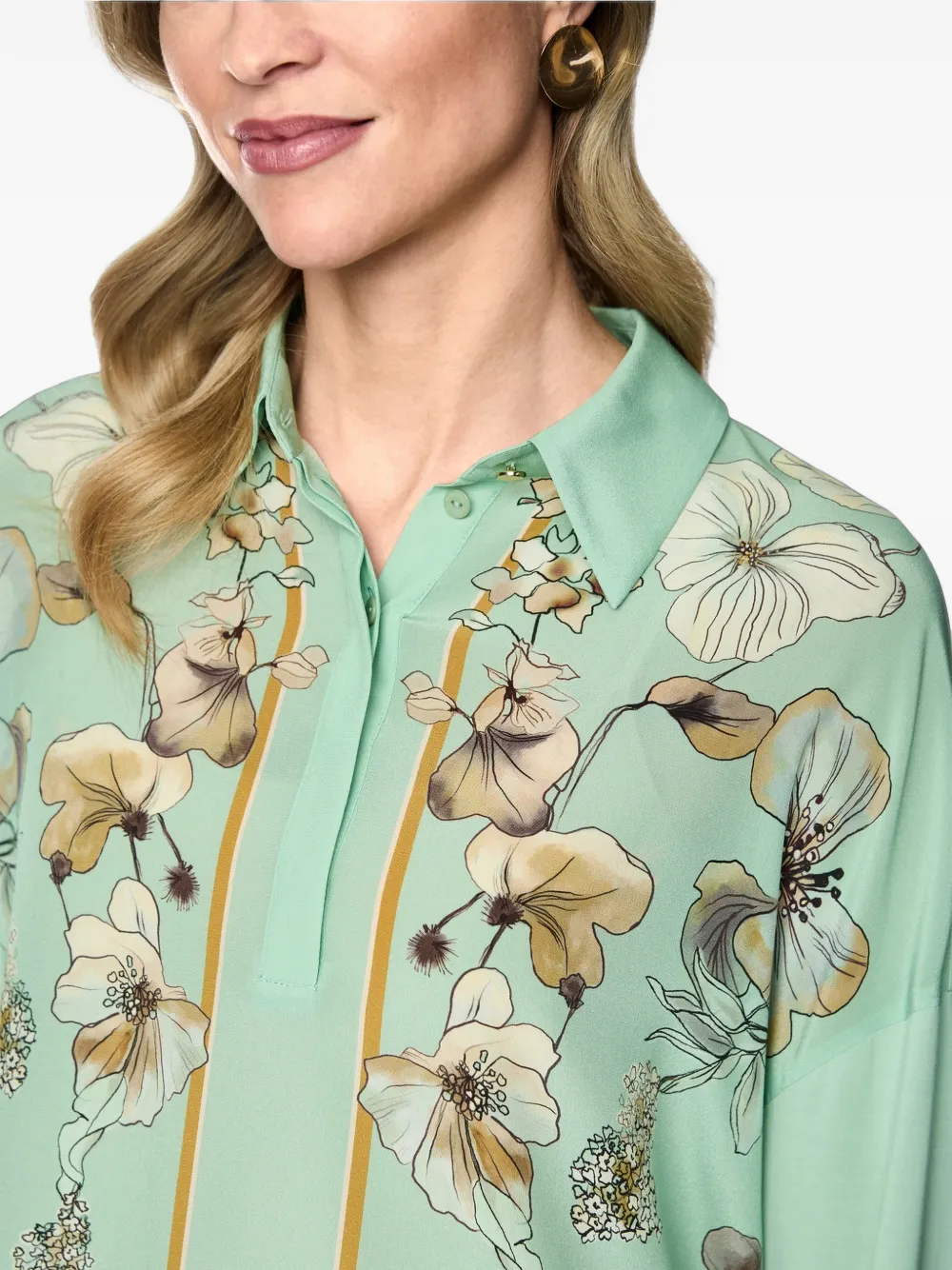 MARCCAIN floral-print silk-blend blouse Groen