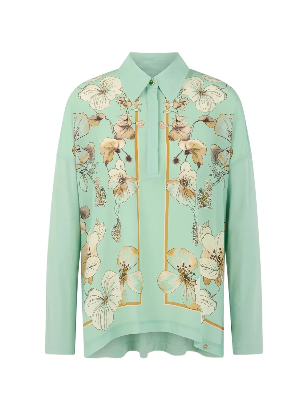 Marccain Floral-print Silk-blend Blouse In Green