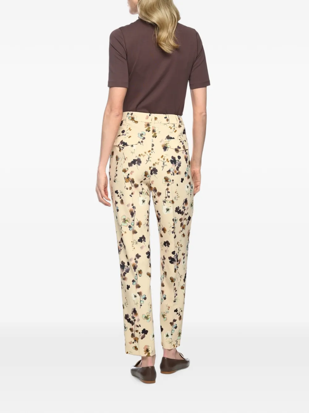 MARCCAIN floral-print pleated trousers Beige