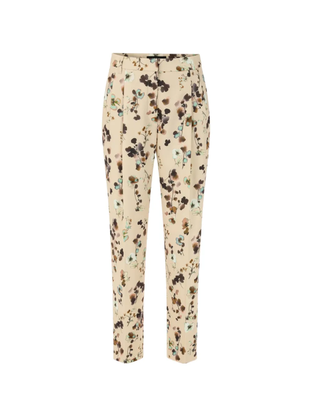 Marccain Floral-print Pleated Trousers In Nude