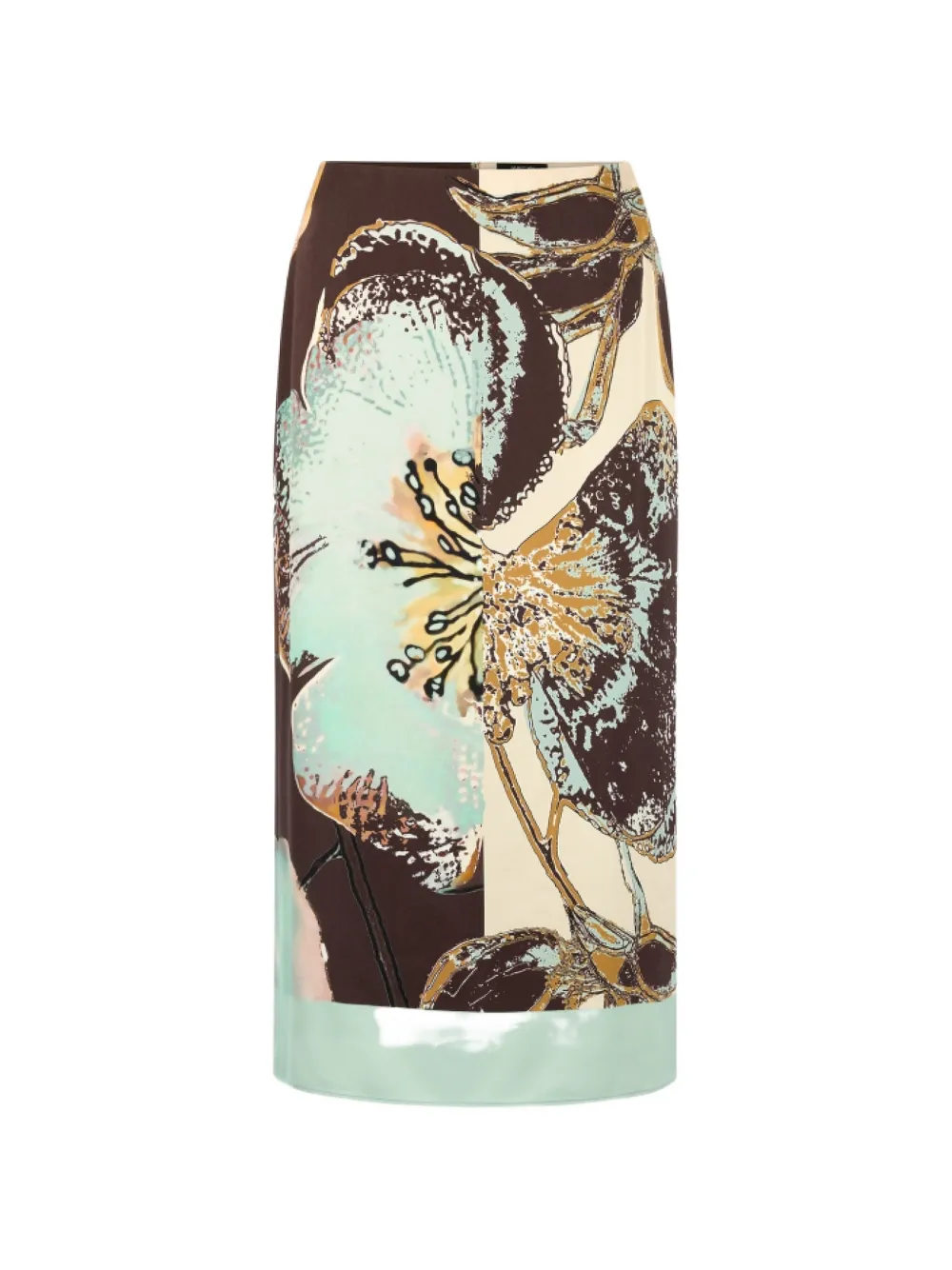 Marccain Floral-print Midi Skirt In Braun