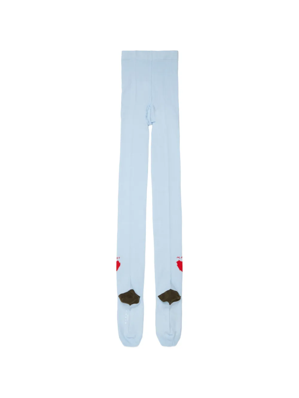 Marni Kids Geribbelde panty met hart-intarsia Blauw