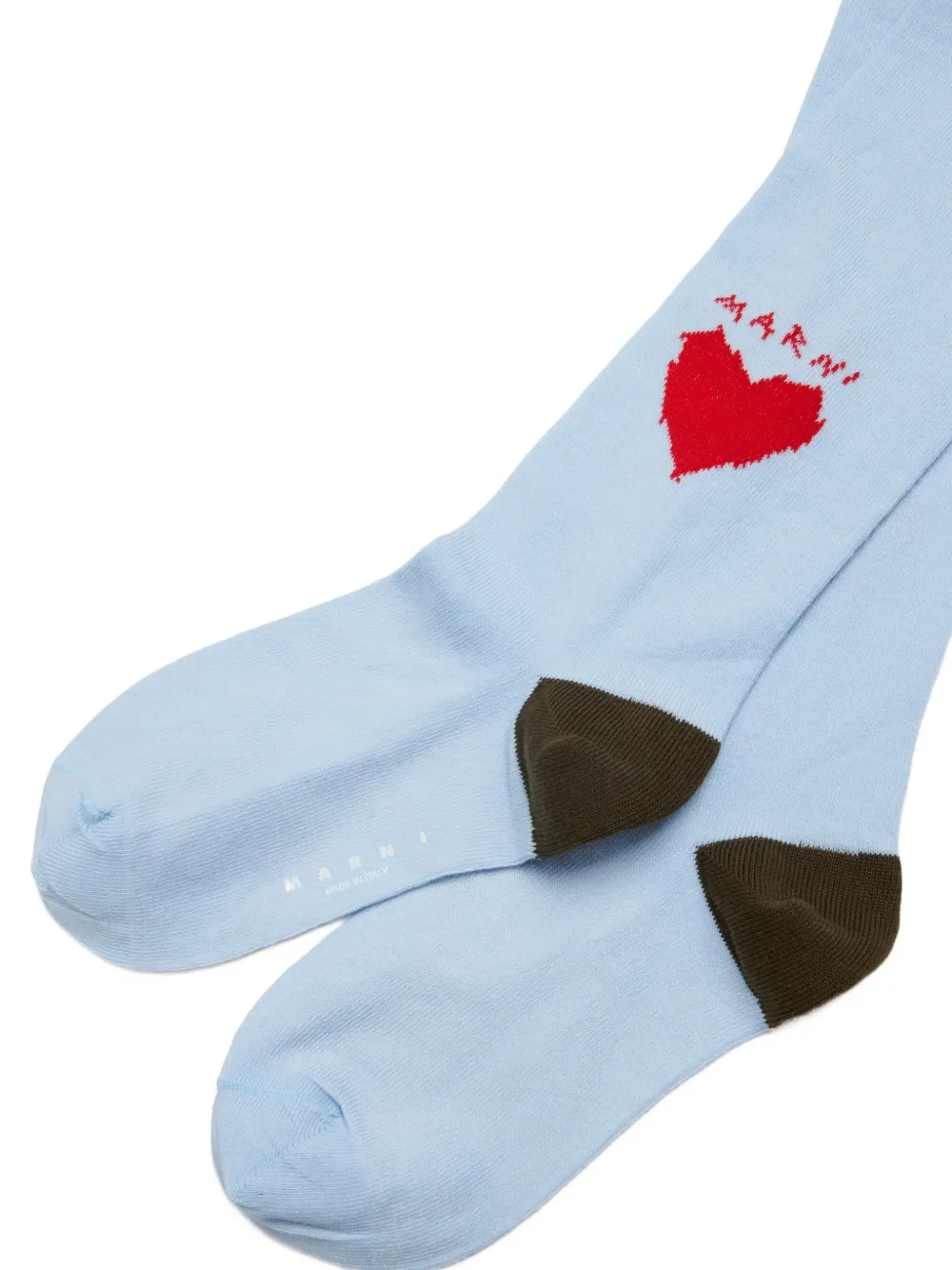 Marni Kids Geribbelde panty met hart-intarsia Blauw