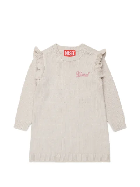 Diesel Kids ruffled logo-embroidered dress