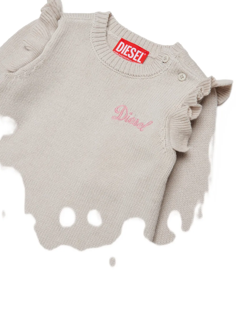Diesel Kids ruffled logo-embroidered dress Beige