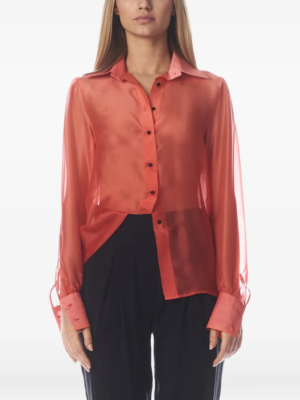 Tessitura silk semi-sheer silk shirt
