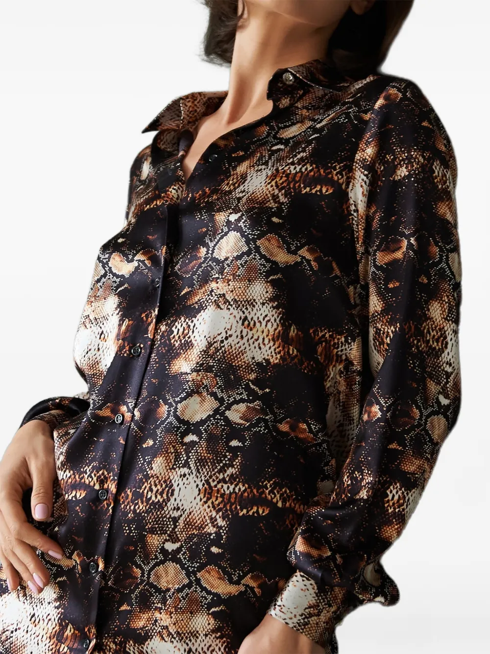Tessitura snake-print mini shirt dress Bruin