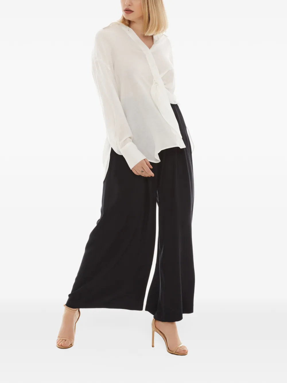 Tessitura wide-leg pleated trousers Zwart