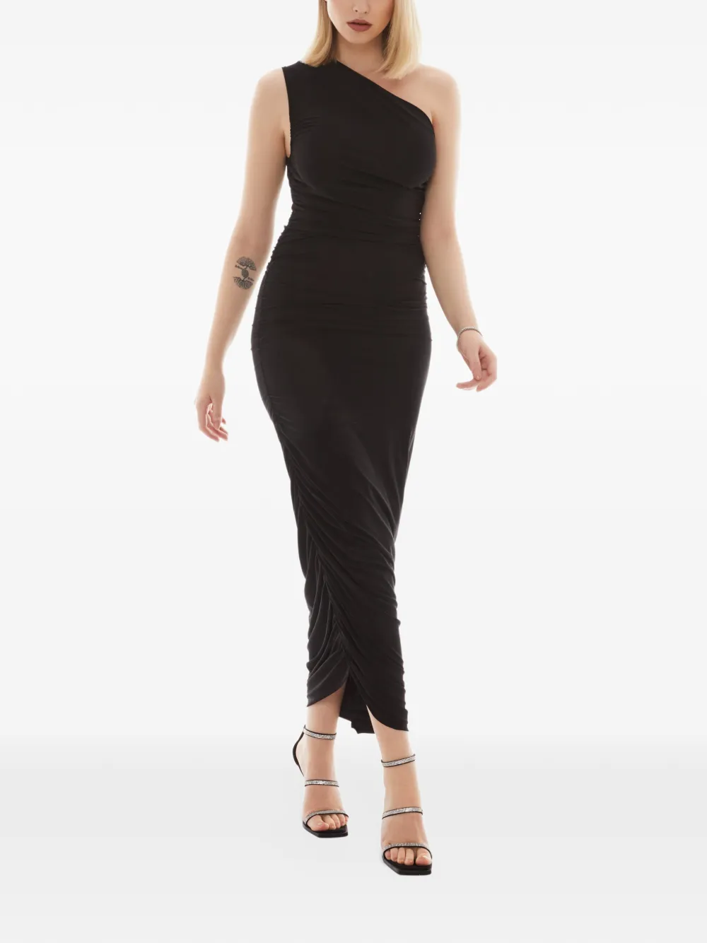 Tessitura Thursday asymmetric maxi dress Zwart
