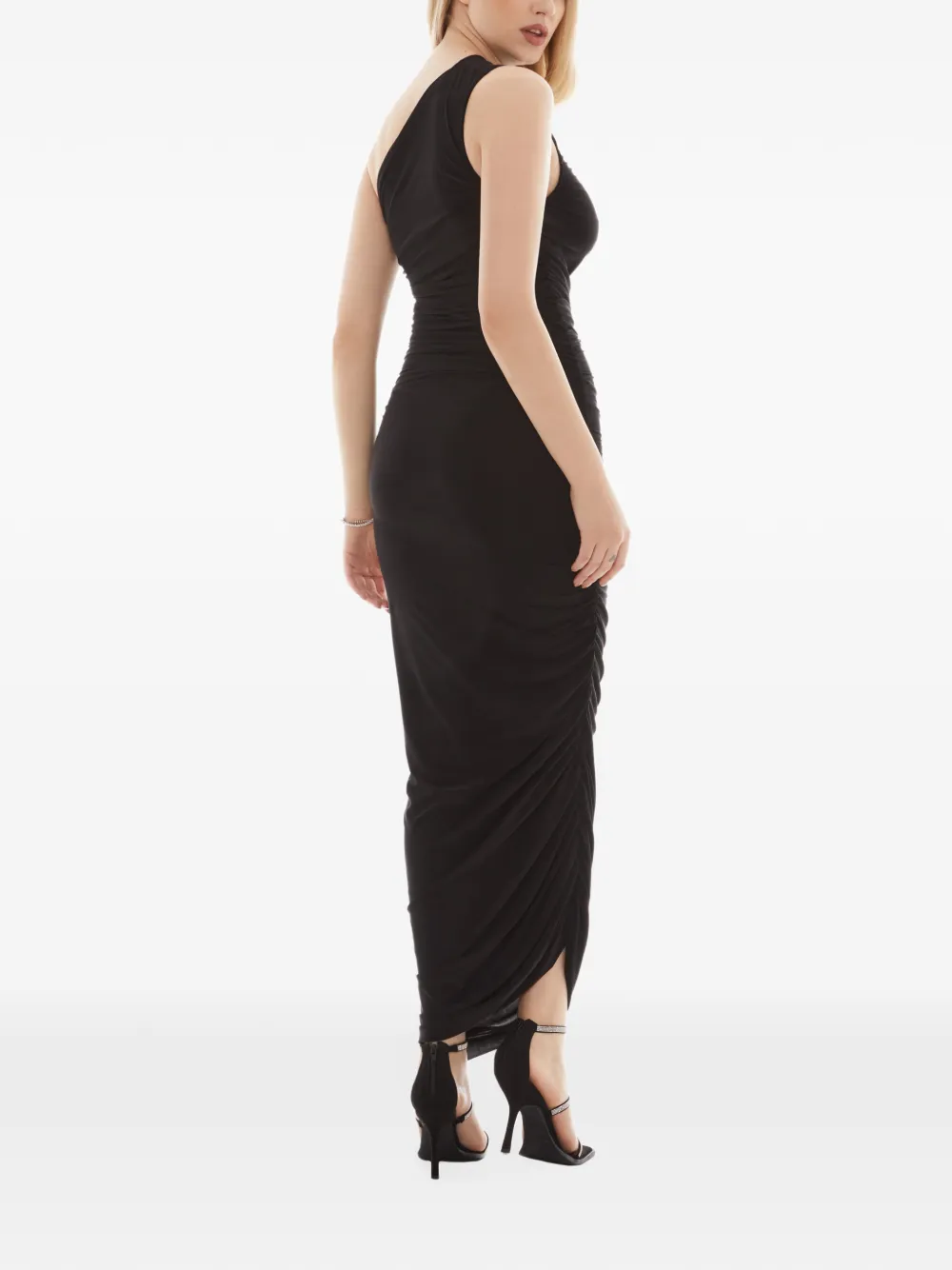 Tessitura Thursday asymmetric maxi dress Zwart