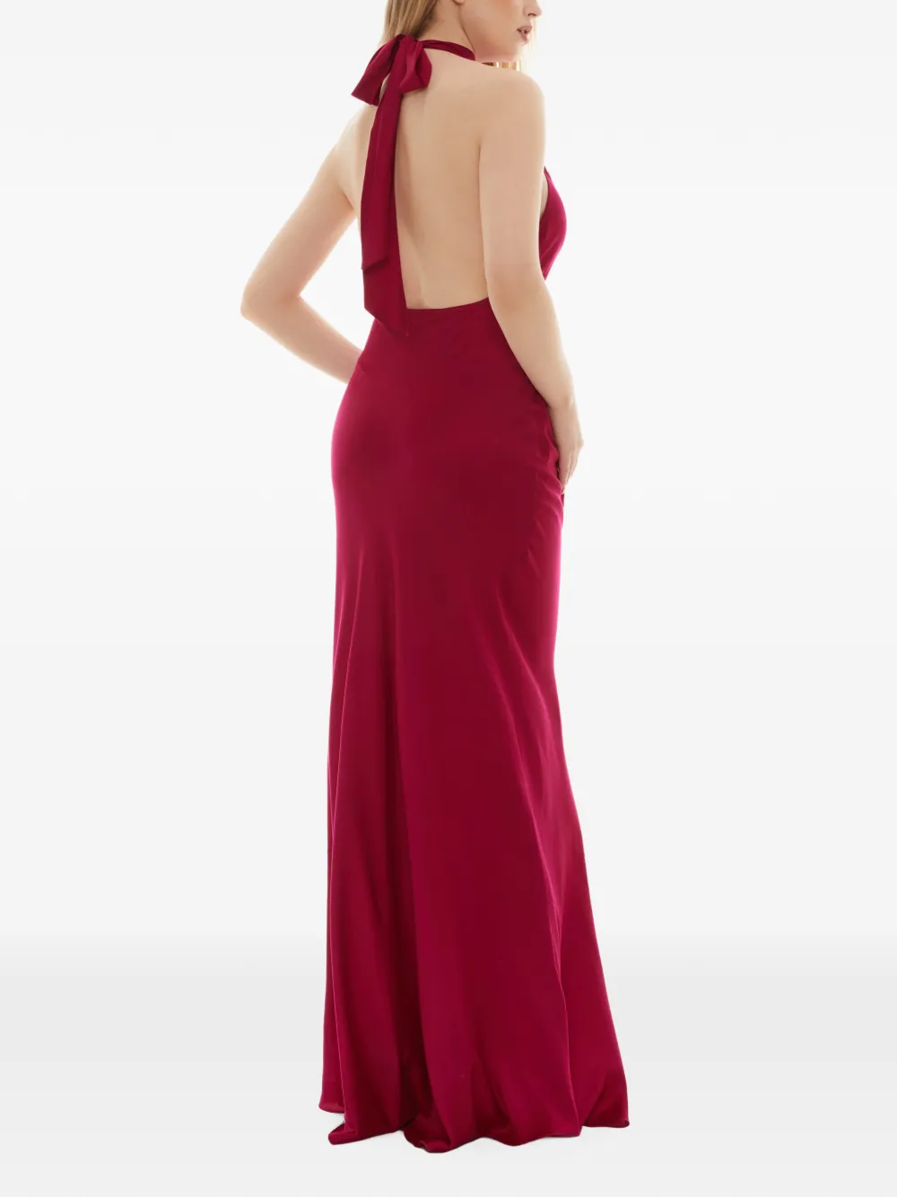 Tessitura halterneck back-tie maxi dress Roze