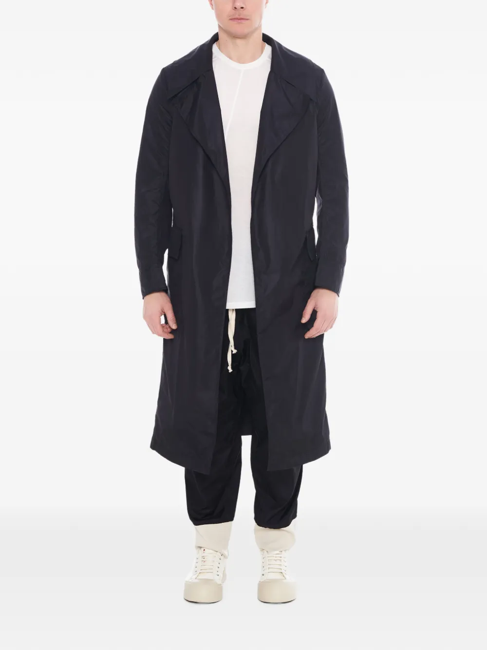 Tessitura belted overcoat
