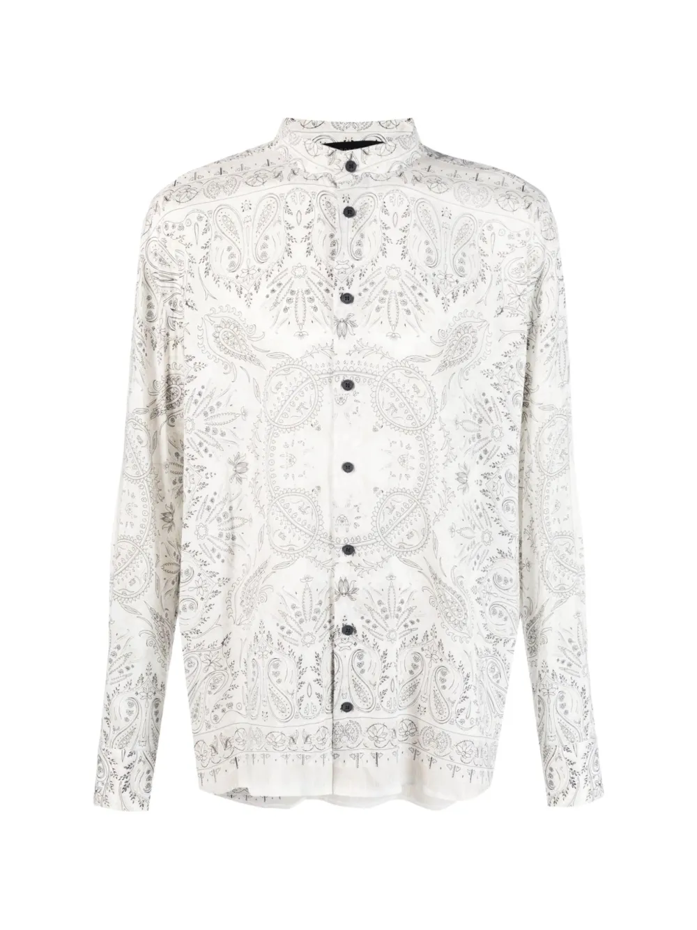 Tessitura printed mandarin-collar shirt