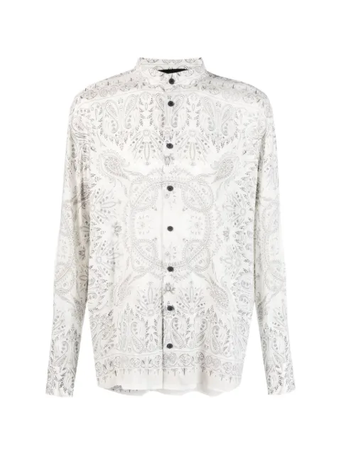 Tessitura printed mandarin-collar shirt