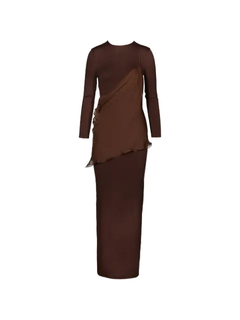 Tessitura asymmetric long-sleeve maxi dress (set of two)