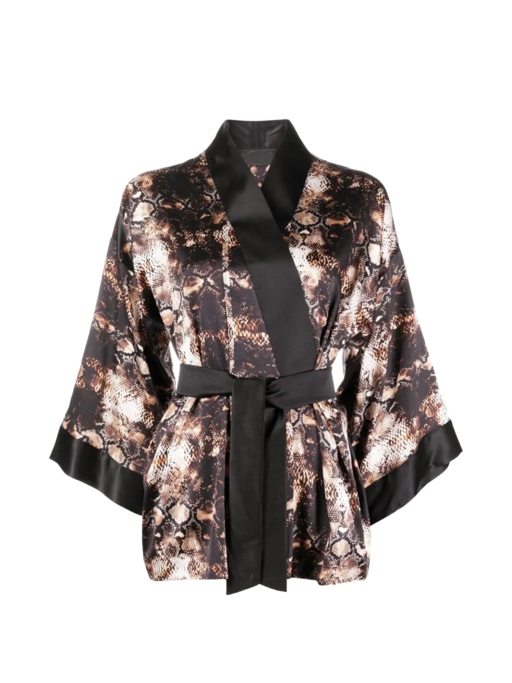Tessitura Body Couture Blusa con stampa serpente - Marrone
