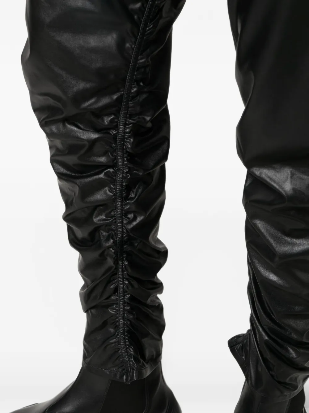 Tessitura Broek met leer-effect en verlaagd kruis Zwart