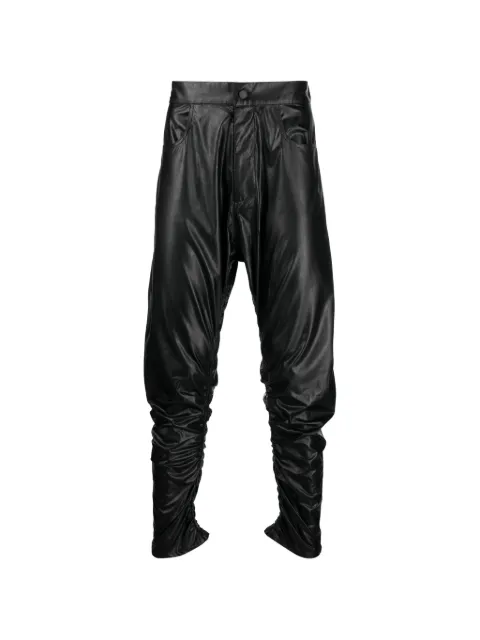 Tessitura leather-effect drop-crotch trousers