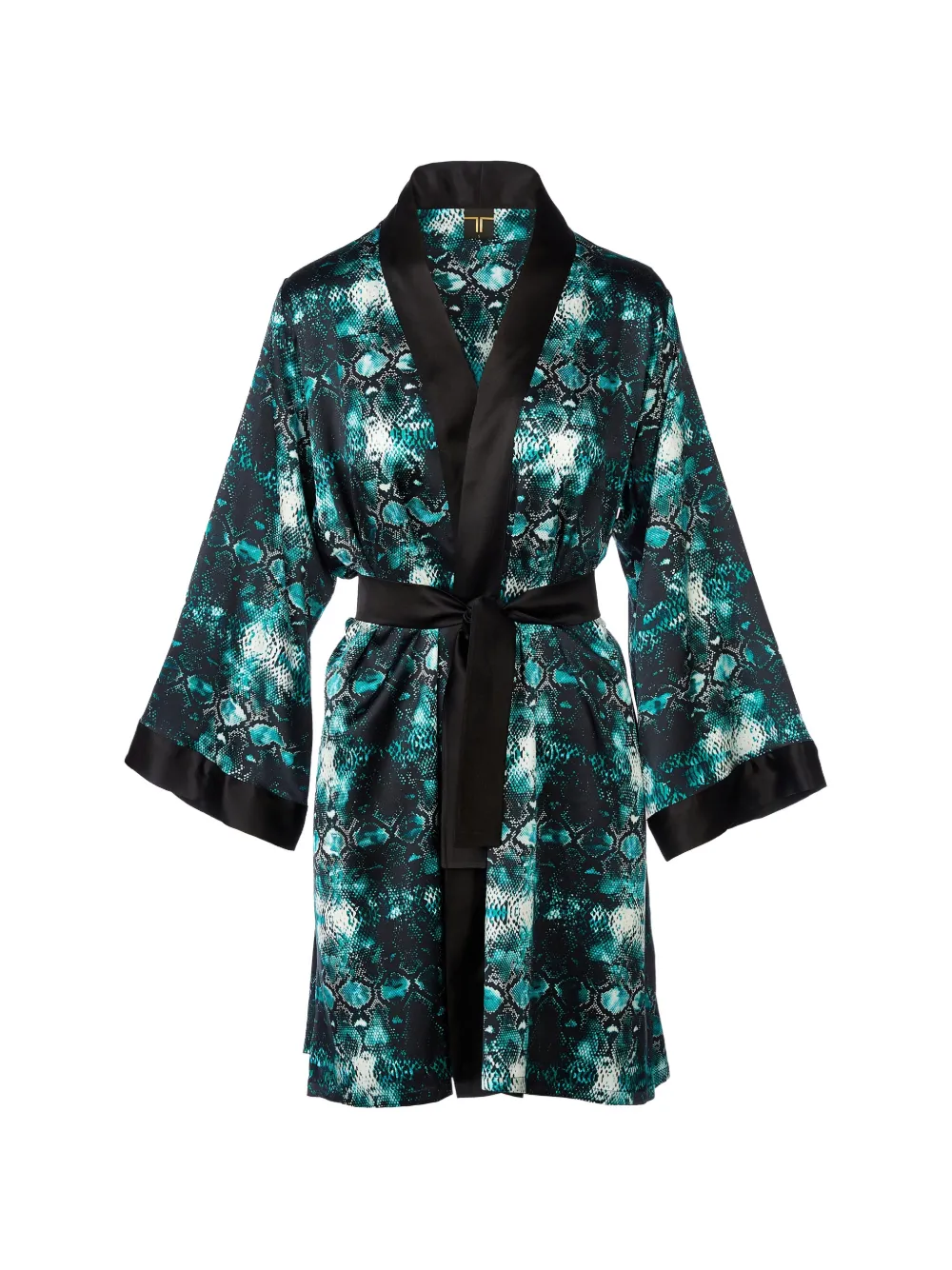 Tessitura Emerald snakeskin-print kimono mini dress
