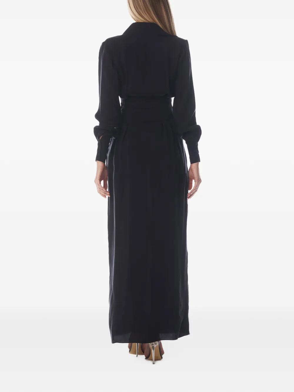 Tessitura side-slit maxi dress Zwart