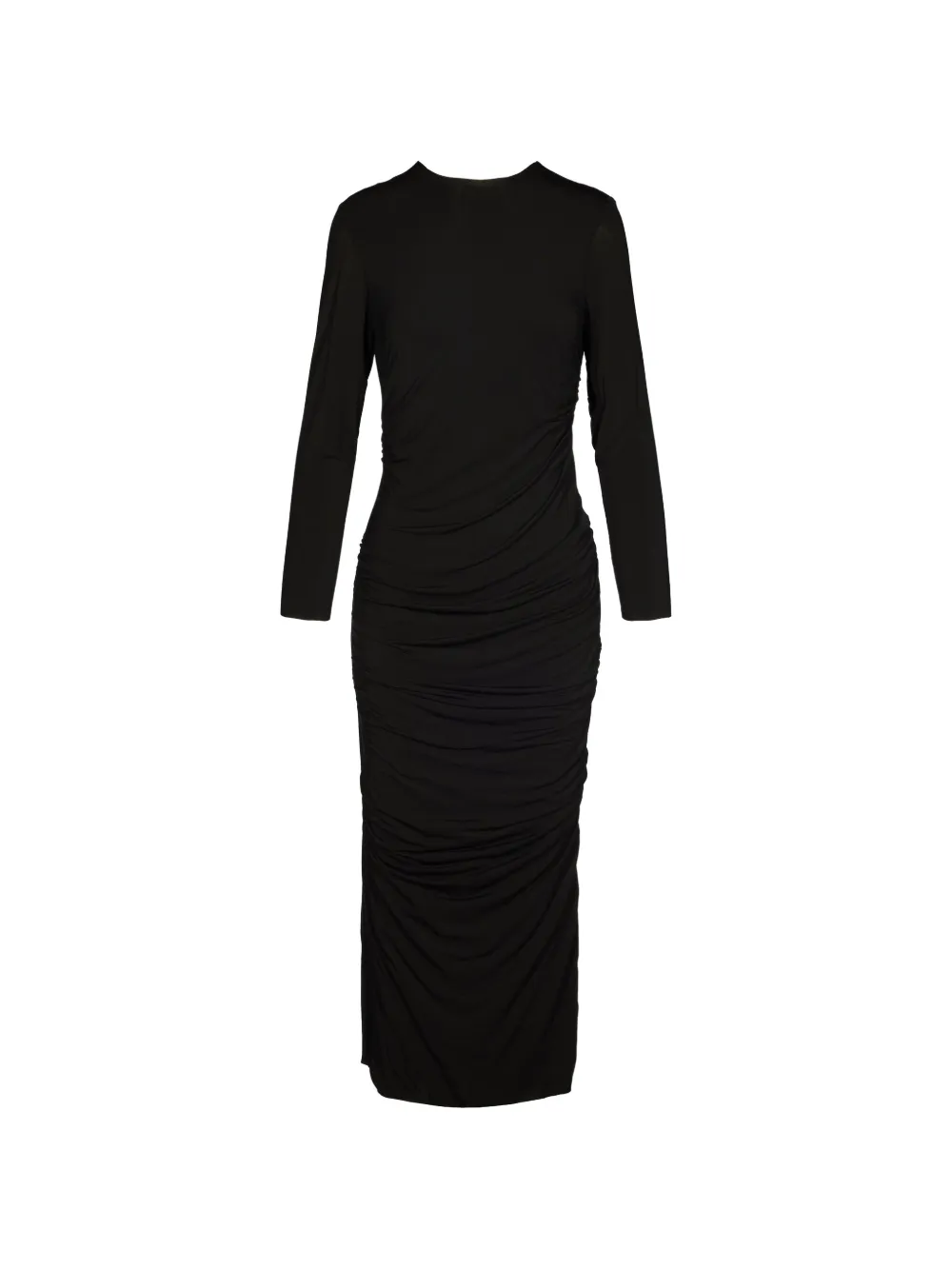 Tessitura ruched long-sleeve midi dress