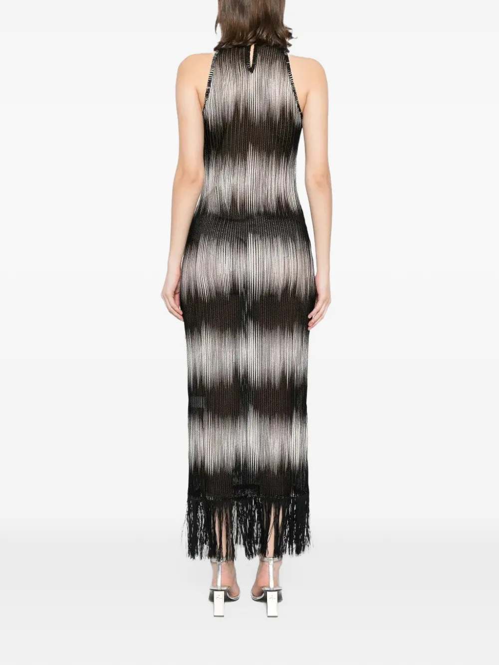Tessitura Fringe trim maxi dress Zwart