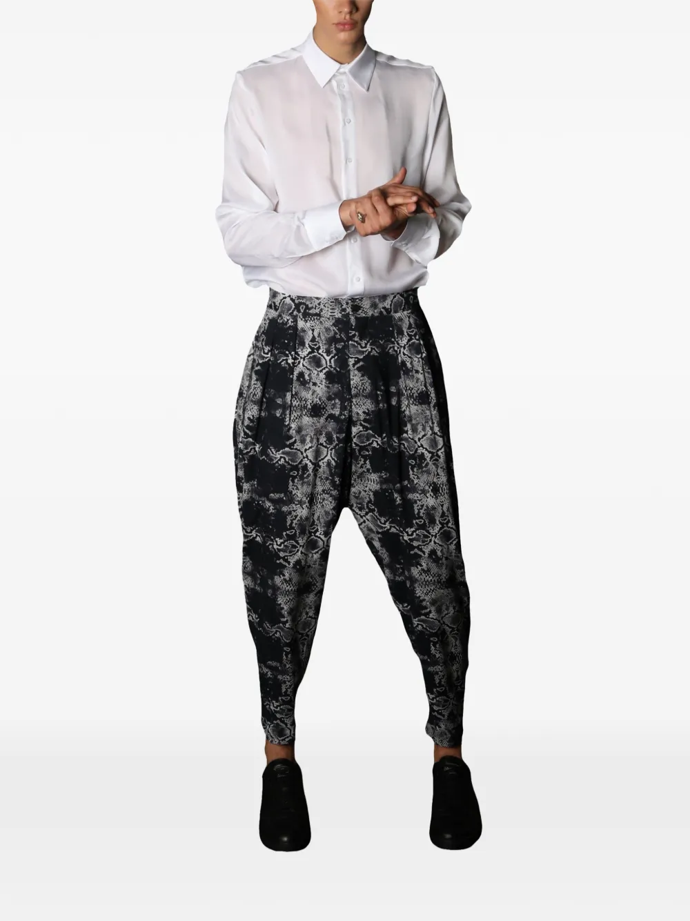 Tessitura Broek met slangenprint Zwart
