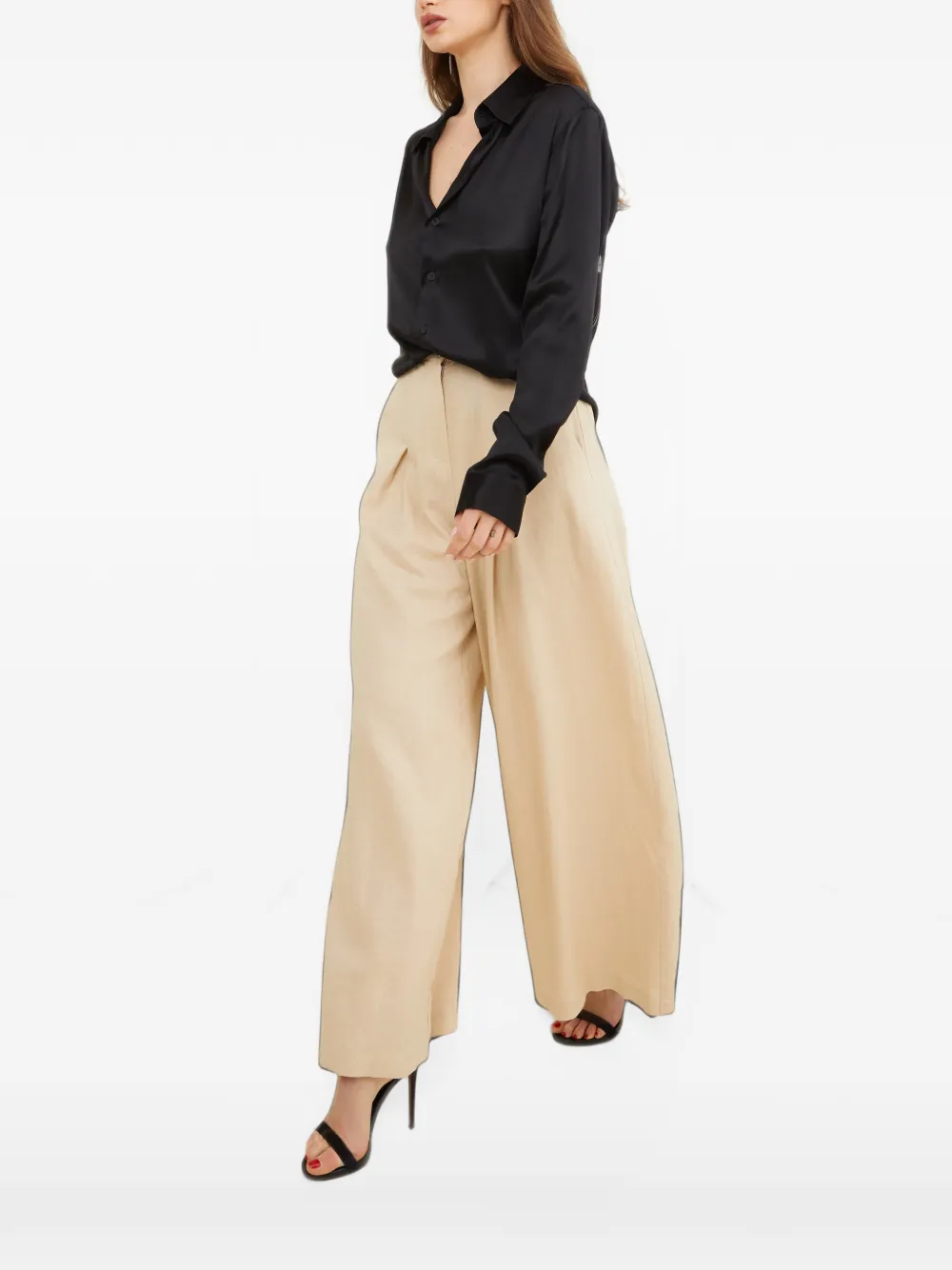 Tessitura Broek met wijde pijpen Beige