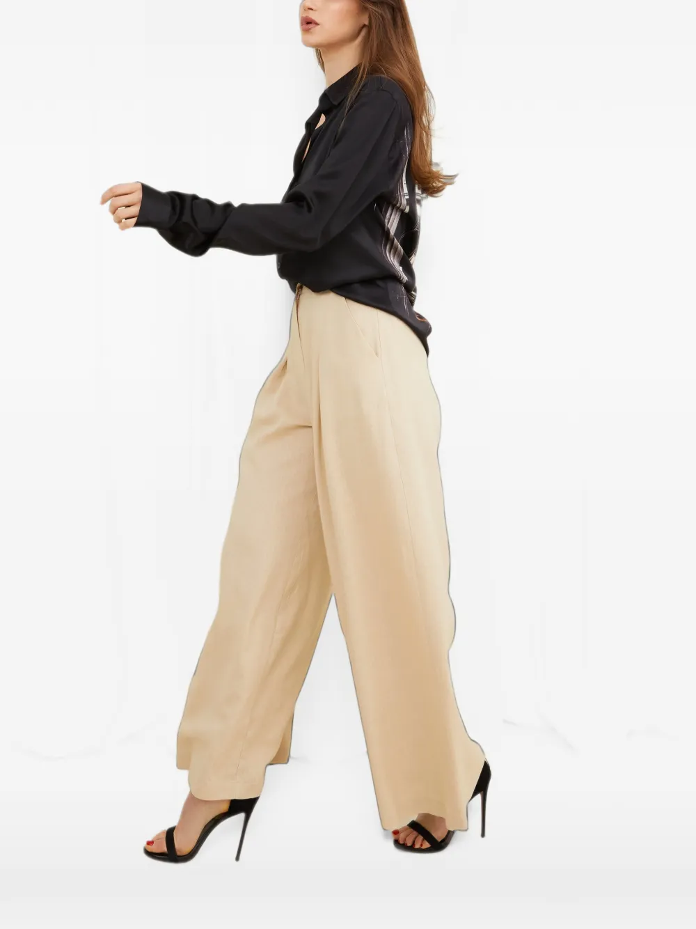 Tessitura Broek met wijde pijpen Beige