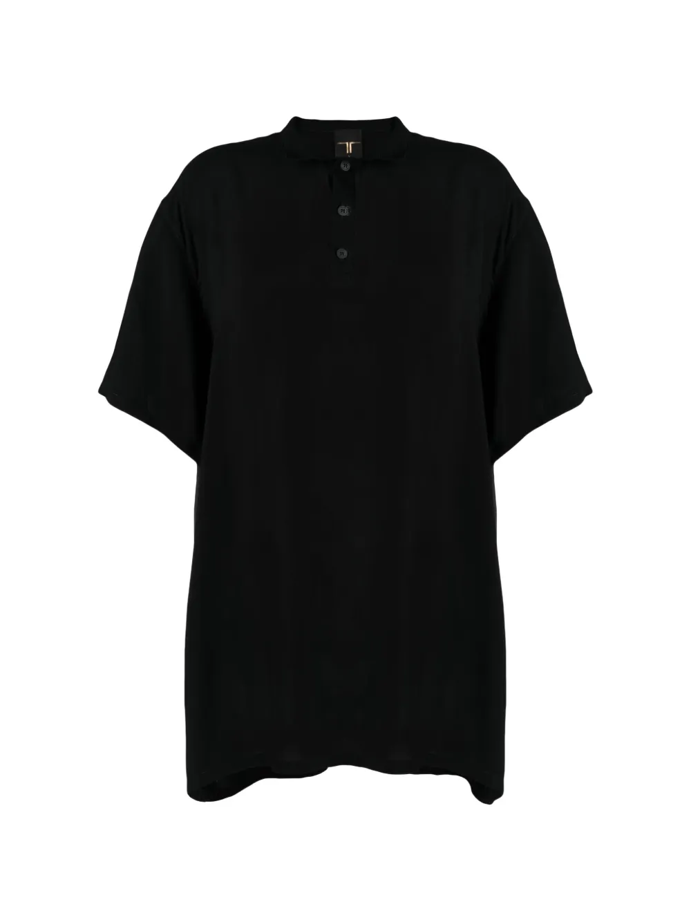 Tessitura mandarin-collar boxy-fit polo shirt