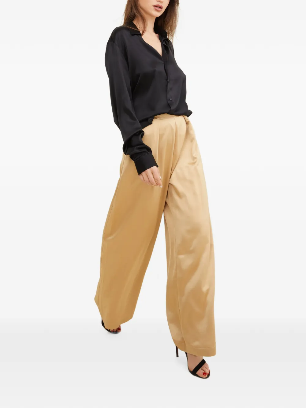 Tessitura pleated wide-leg trousers Geel