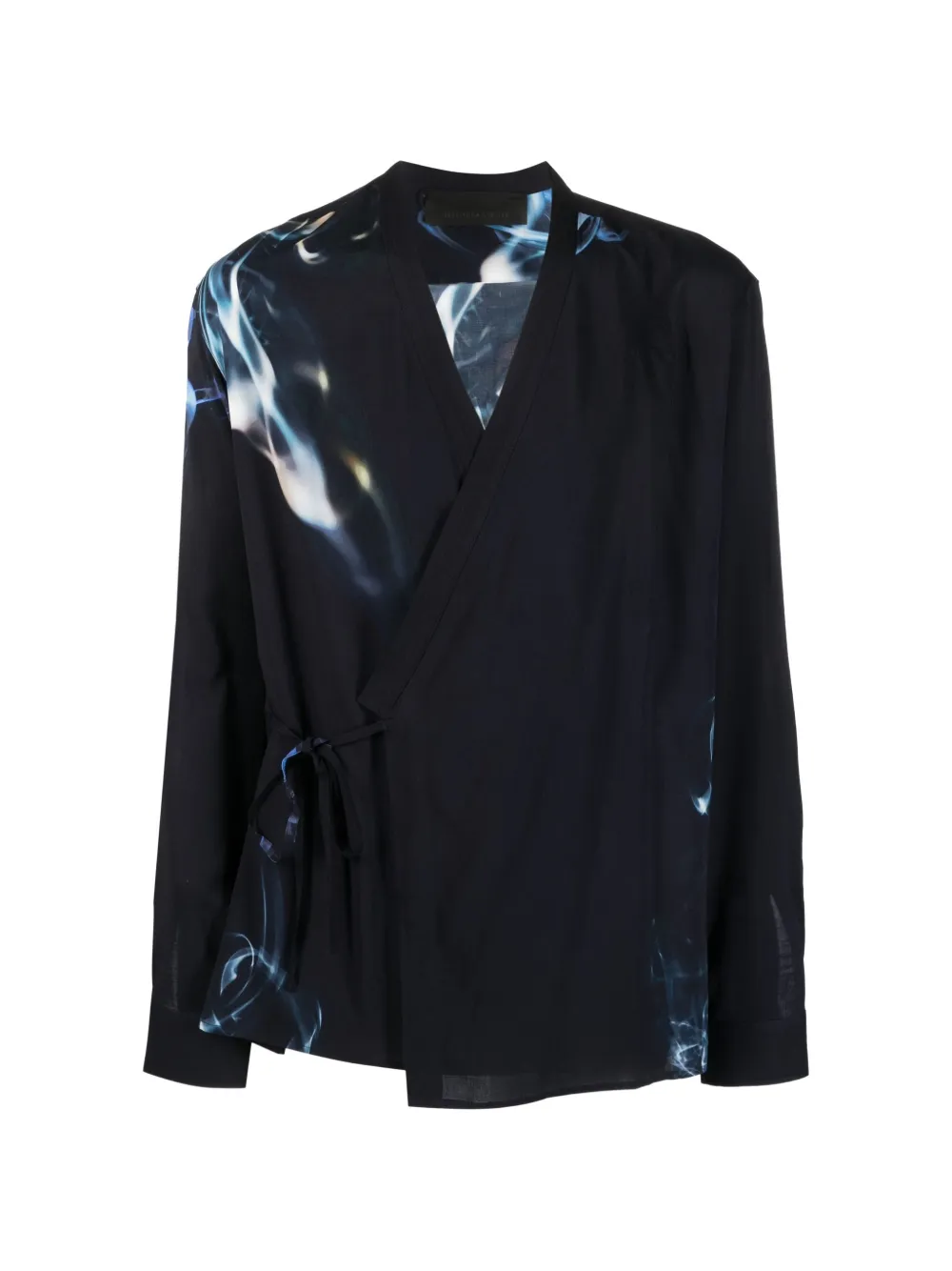 Tessitura chemise imprimée à lien noué sur le côté - Noir