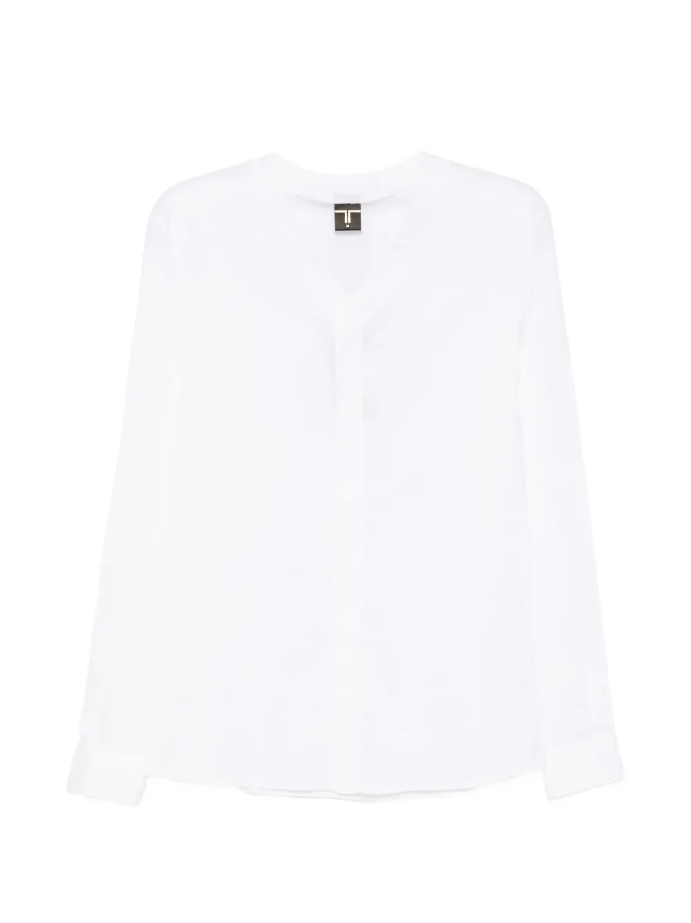Tessitura V-neck button-down shirt