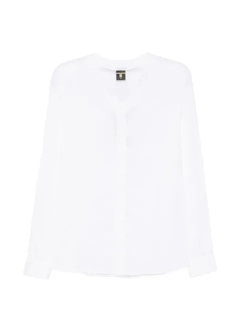 Tessitura V-neck button-down shirt