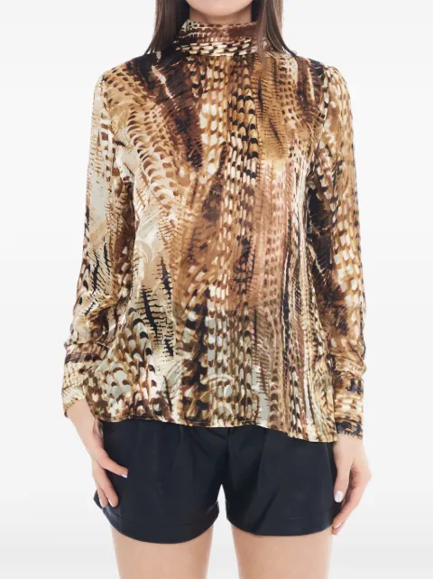 Tessitura Flames Seidenbluse mit Federn-Print