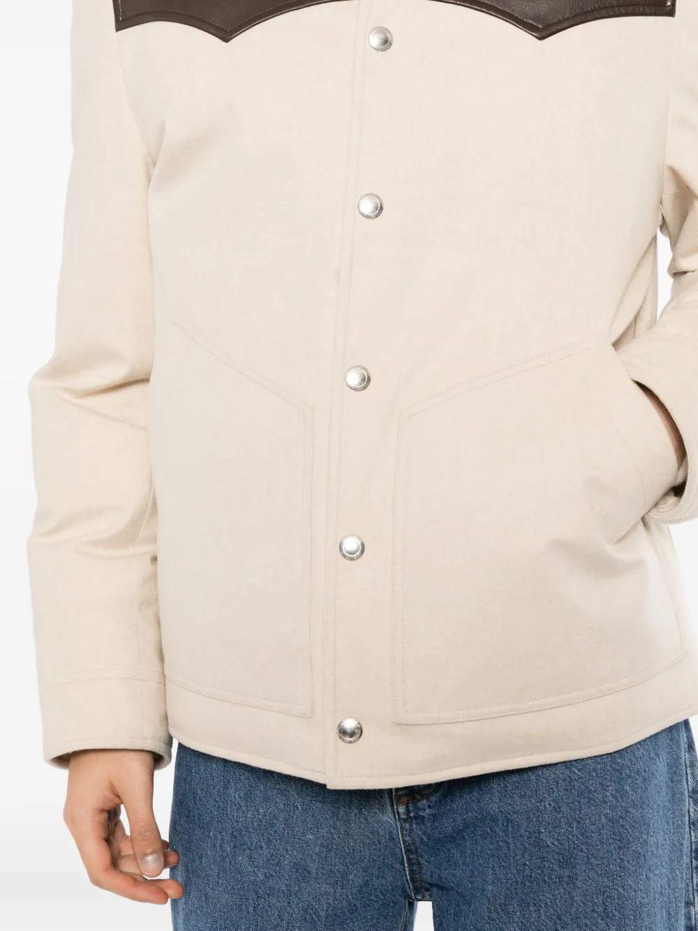 Brunello Cucinelli contrast-collar padded jacket Beige